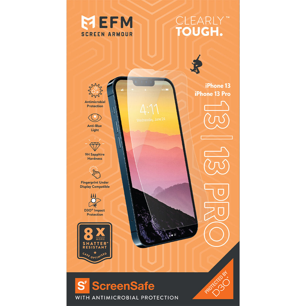 EFM ScreenSafe Film Screen Armour with D3O For iPhone 13/13 Pro (6.1")/iPhone 14 (6.1")