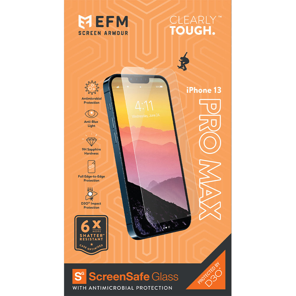 EFM ScreenSafe Glass Screen Armour with D3O For iPhone 13 Pro Max (6.7")/iPhone 14 Plus (6.7")
