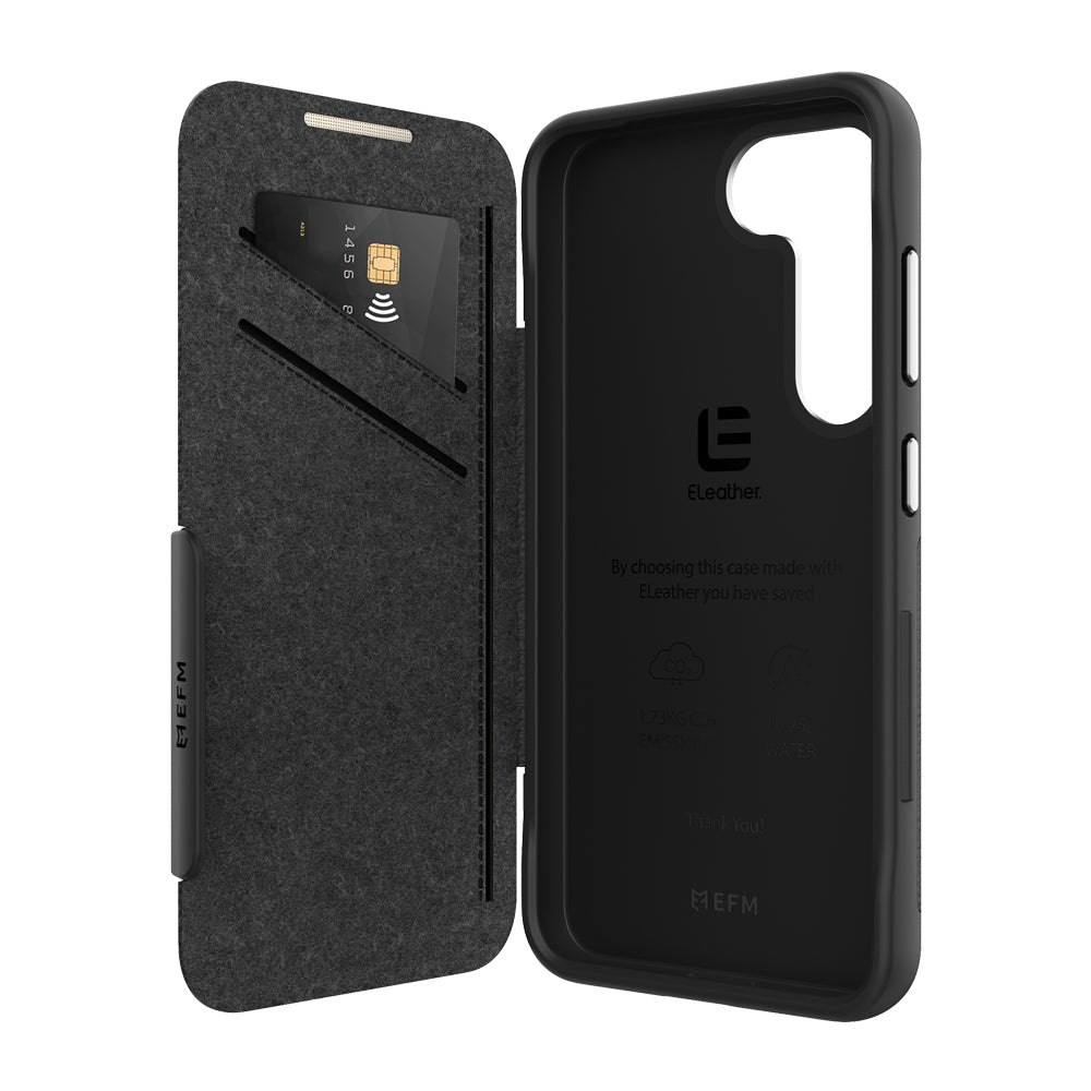 EFM Monaco Case Armour with ELeather and D3O 5G Signal Plus Technology For Samsung Galaxy S23 - Black/Space Grey