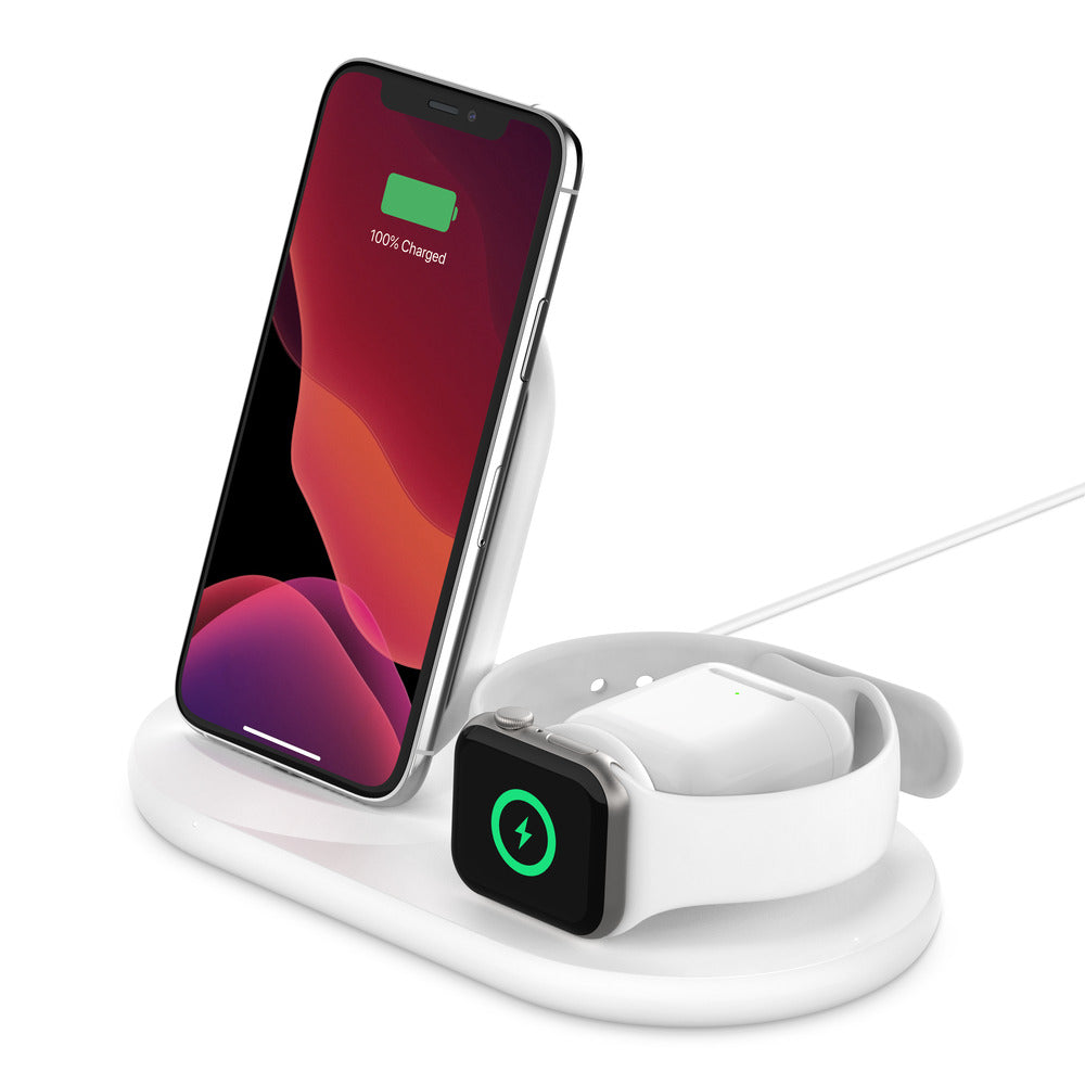 Belkin 3-in-1 Wireless Charger  With 10W Stand & Pad for Apple Watch & Airpods Pro