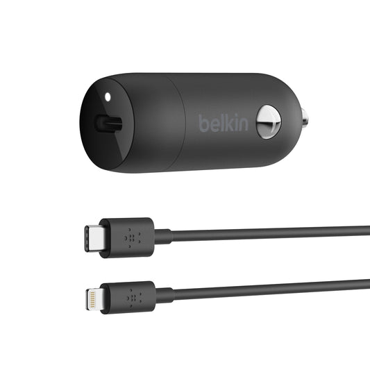 Belkin 20W USB-C PD Car Charger + USB-C to Lightning Cable For Apple Devices - Black