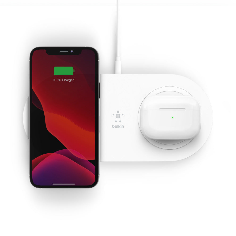 Belkin BOOST CHARGE Dual 15W Wireless Charging Pad Universally compatible - White