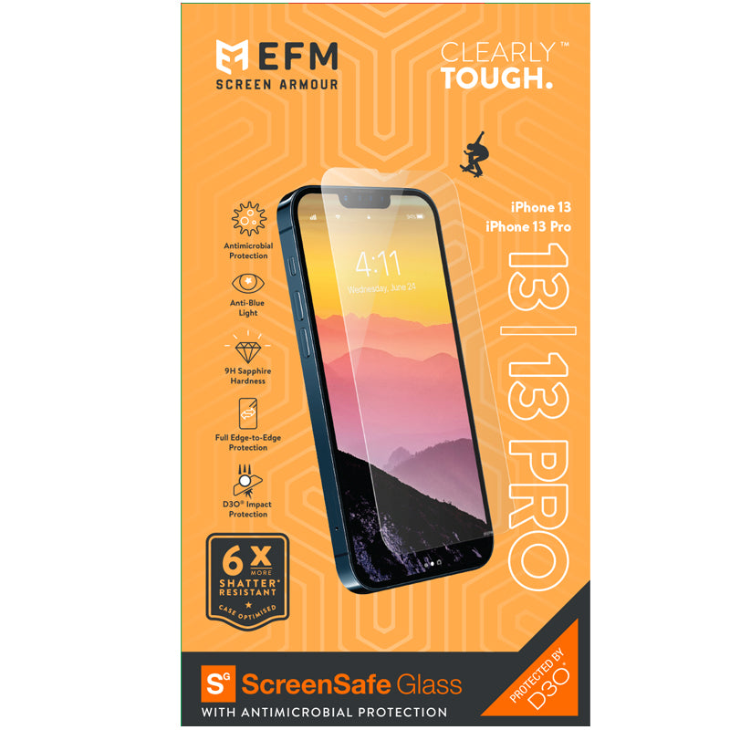 EFM ScreenSafe Glass Screen Armour with D3O  For iPhone 13/13 Pro (6.1")/iPhone 14 (6.1")