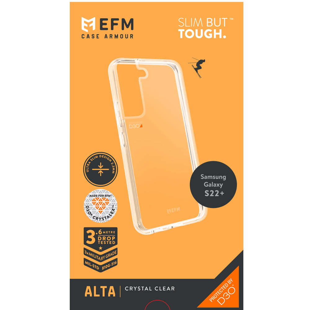 EFM Alta Case Armour with D3O Crystalex For Samsung Galaxy S22+ (6.6) - Crystal Clear