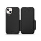EFM Monaco Leather Wallet Case Armour with D3O 5G Signal Plus For iPhone 13 (6.1") - Black/Space Grey