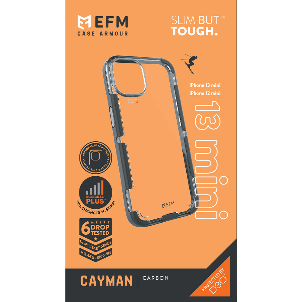 EFM Cayman Case Armour with D3O 5G Signal Plus For iPhone 13 mini (5.4") - Carbon