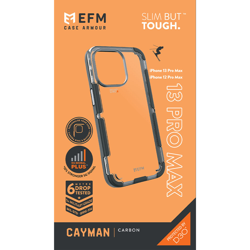 EFM Cayman Case Armour with D3O 5G Signal Plus For iPhone 13 Pro Max (6.7") - Carbon