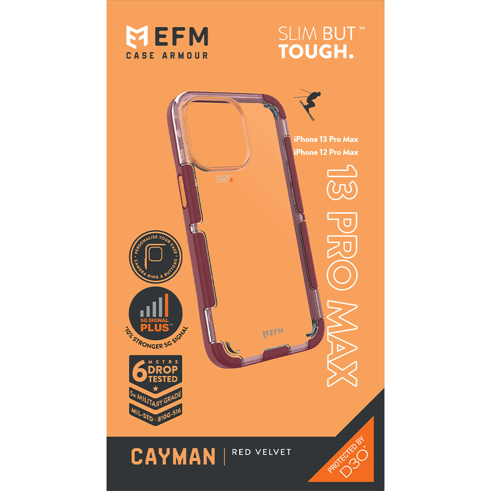 EFM Cayman Case Armour with D3O 5G Signal Plus For iPhone 13 Pro Max (6.7") - Red Velvet