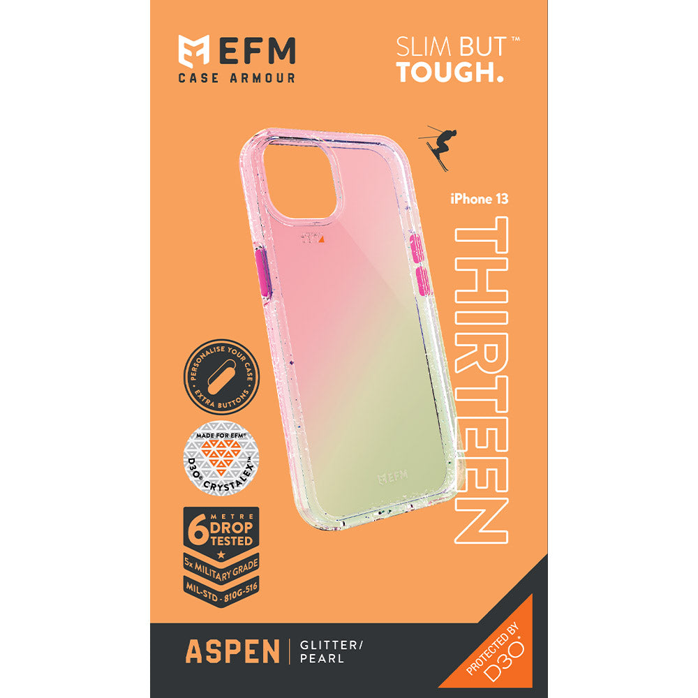 EFM Aspen Case Armour with D3O Crystalex For iPhone 13 (6.1") - Glitter/Pearl