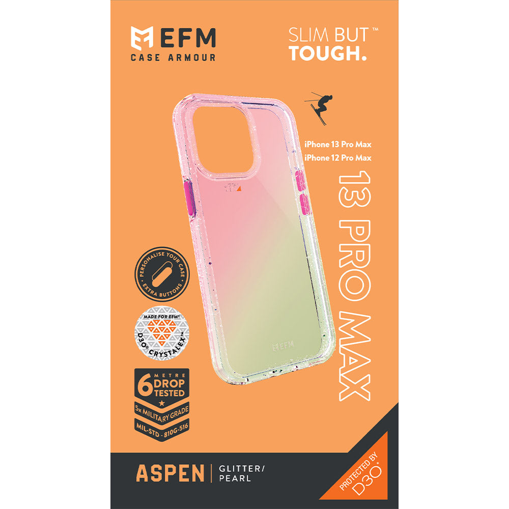 EFM Aspen Case Armour with D3O Crystalex For iPhone 13 Pro Max (6.7") - Glitter/Pearl