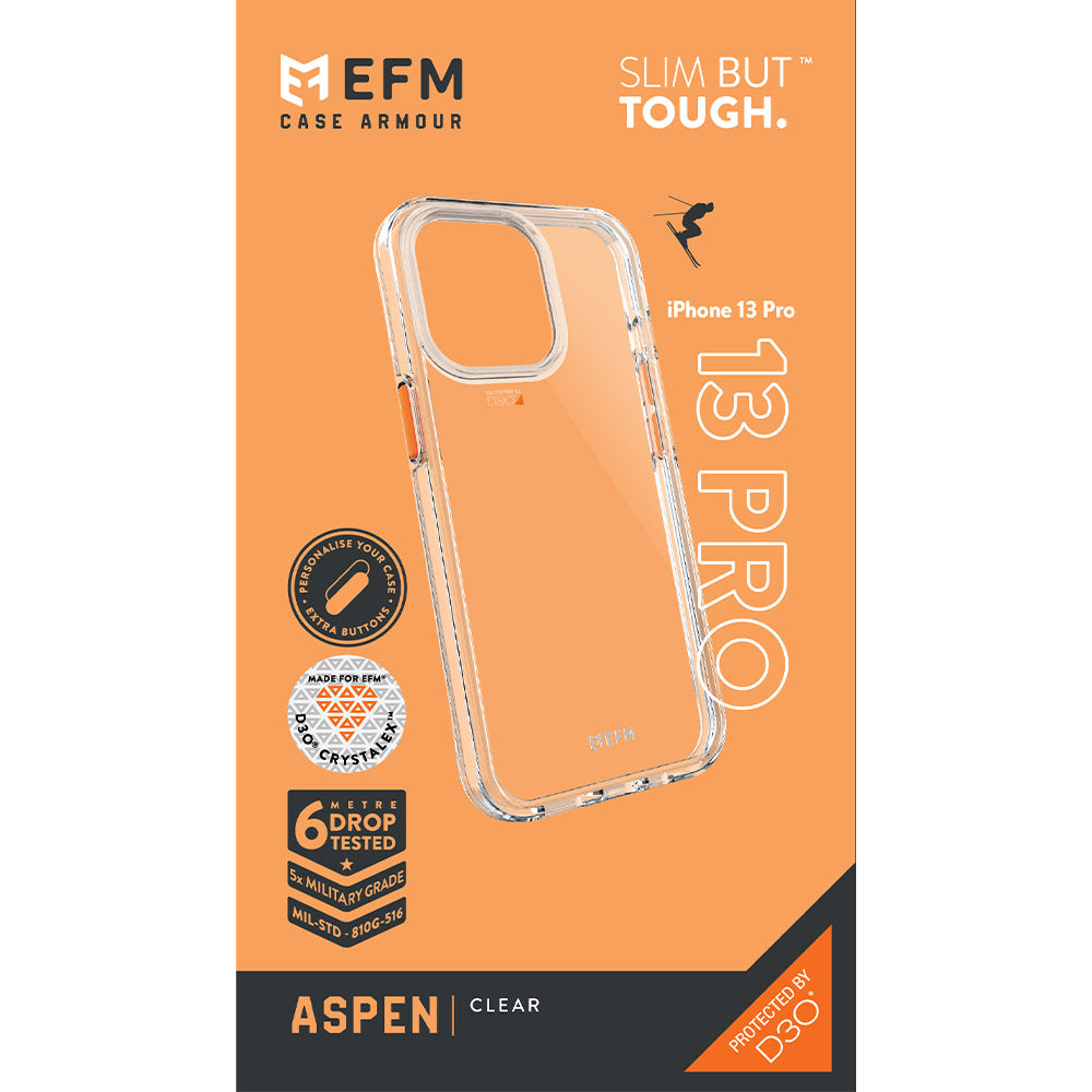 EFM Aspen Case Armour with D3O Crystalex For iPhone 13 Pro (6.1" Pro) - Clear