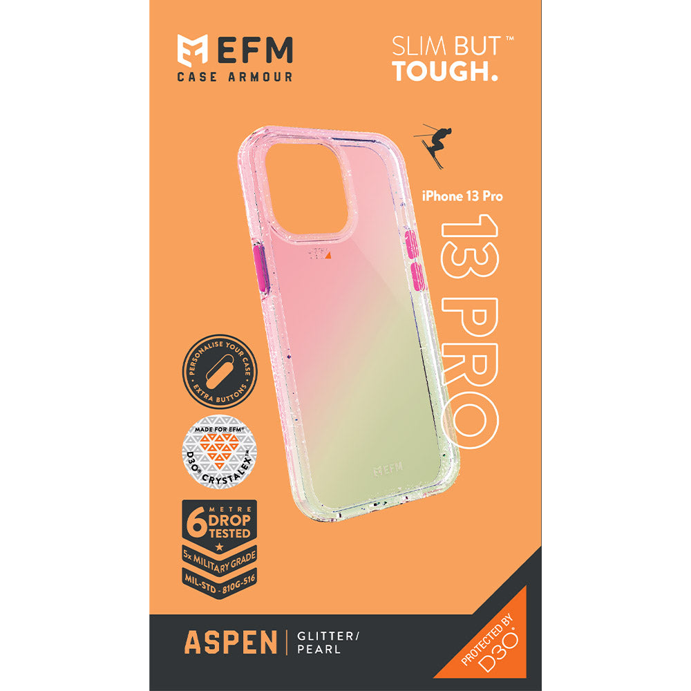 EFM Aspen Case Armour with D3O Crystalex For iPhone 13 Pro (6.1" Pro) - Glitter/Pearl