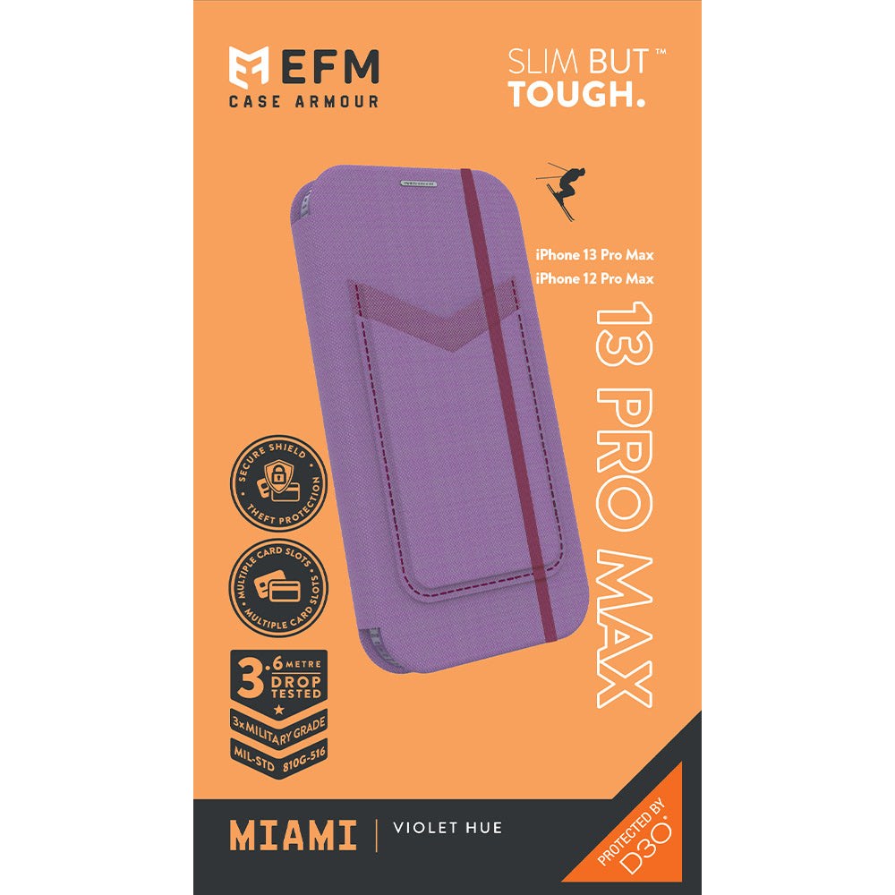 EFM Miami Leather Wallet Case Armour with D3O  For iPhone 13 Pro Max (6.7")