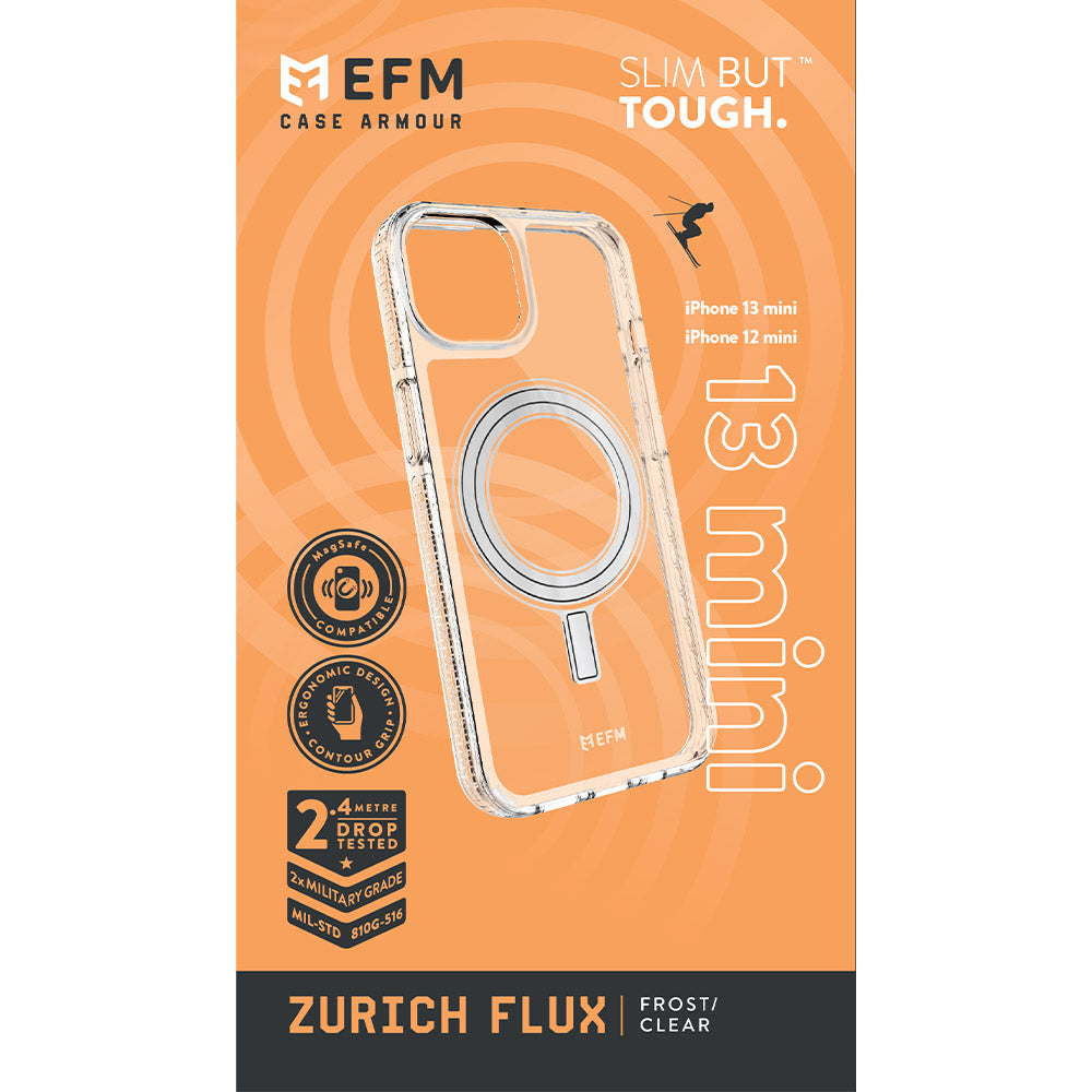 EFM Zurich Flux Case Armour Compatible with MagSafe For iPhone 13 mini (5.4") - Frost Clear