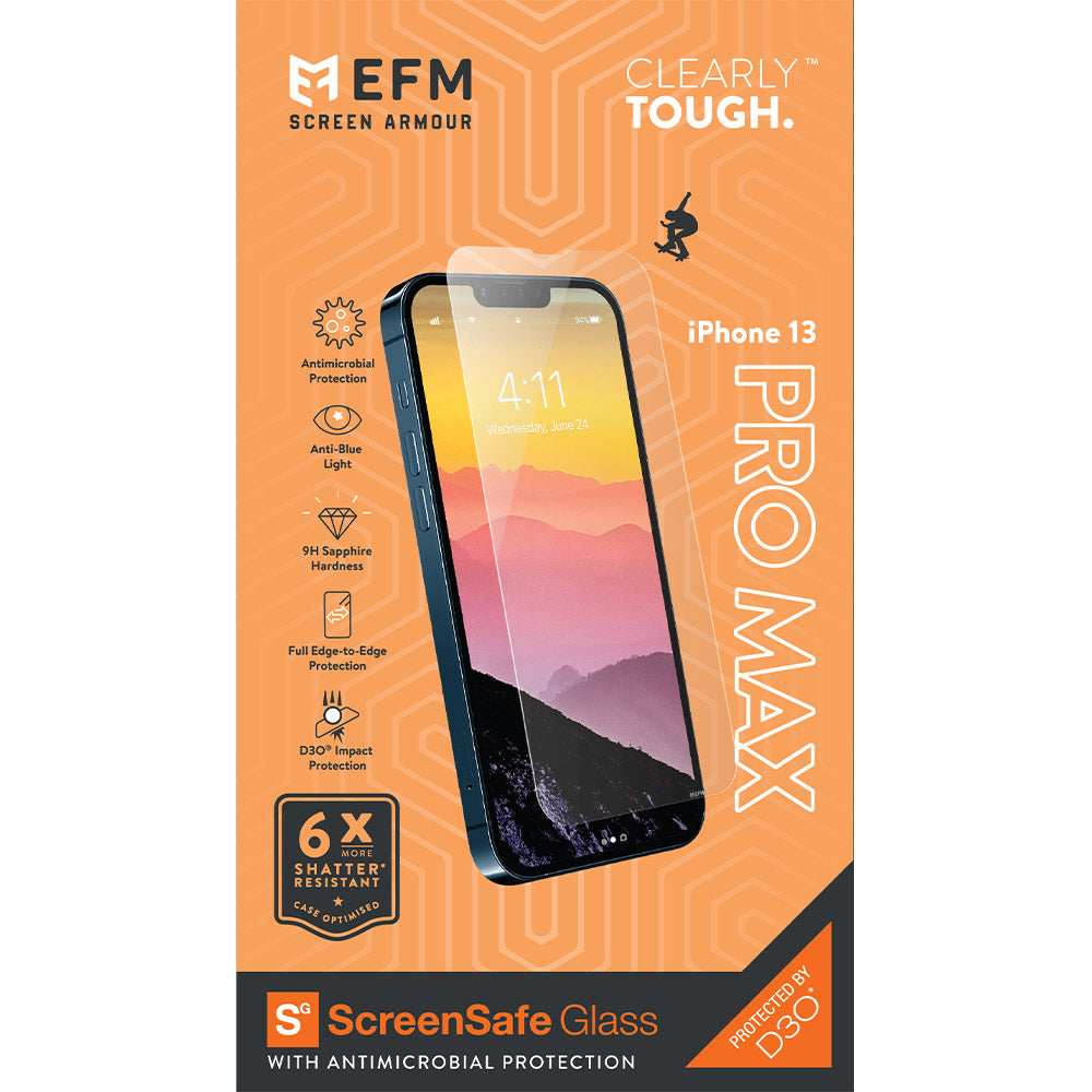 EFM ScreenSafe Glass Screen Armour with D3O  For iPhone 13 Pro Max (6.7")/iPhone 14 Plus (6.7")