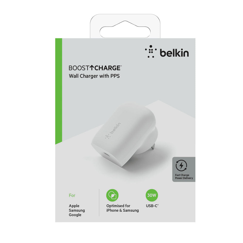 Belkin BoostUp 30W PPS Wall Charger With USB-C PD - White