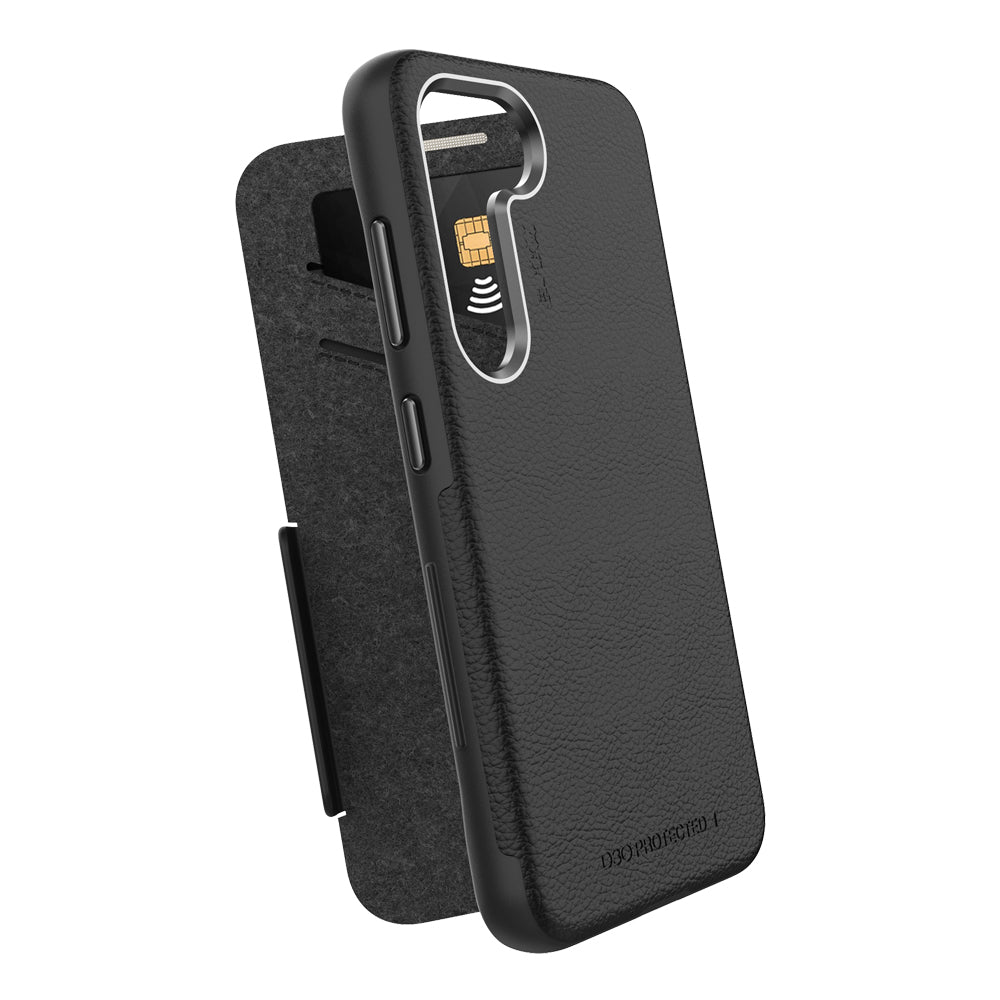 EFM Monaco Case Armour with ELeather and D3O 5G Signal Plus Technology For Samsung Galaxy S23 -  Black/Space Grey