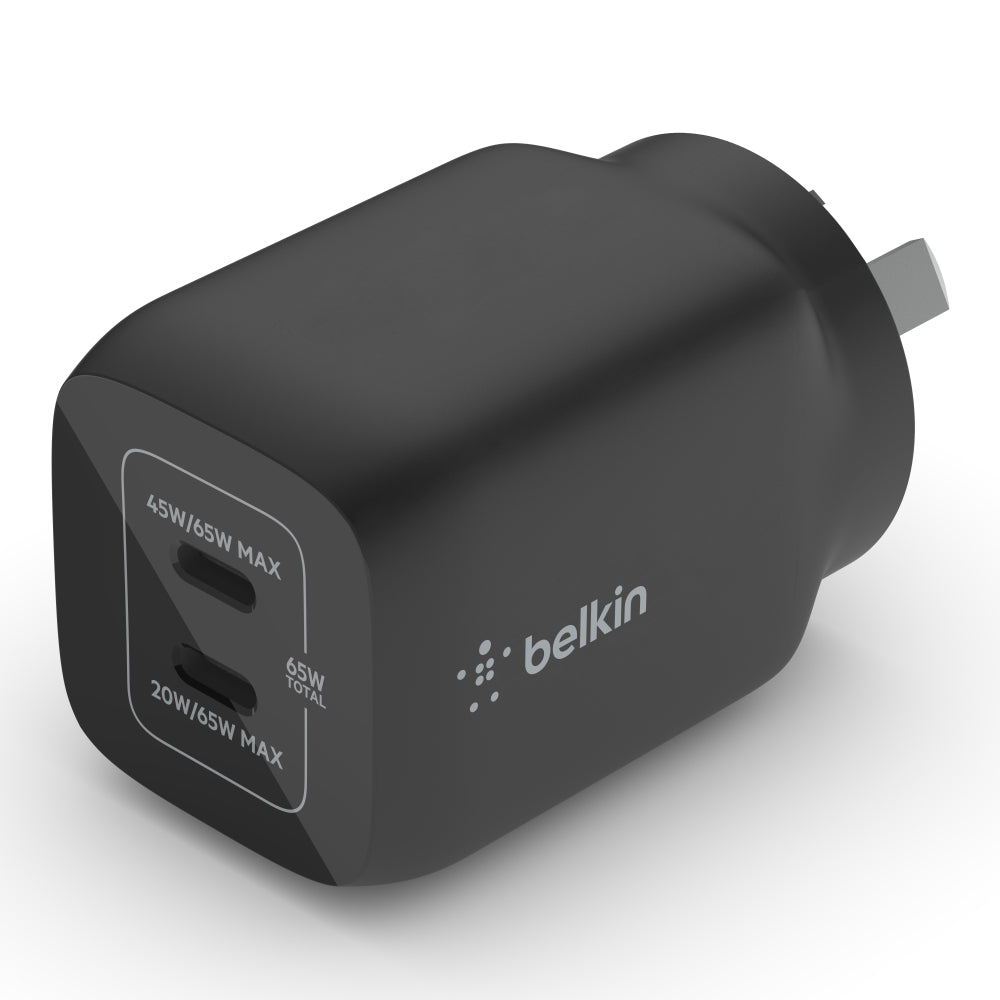 Belkin BOOST UP Dual USB-C Wall Charger GaN Technology 65W with PPS